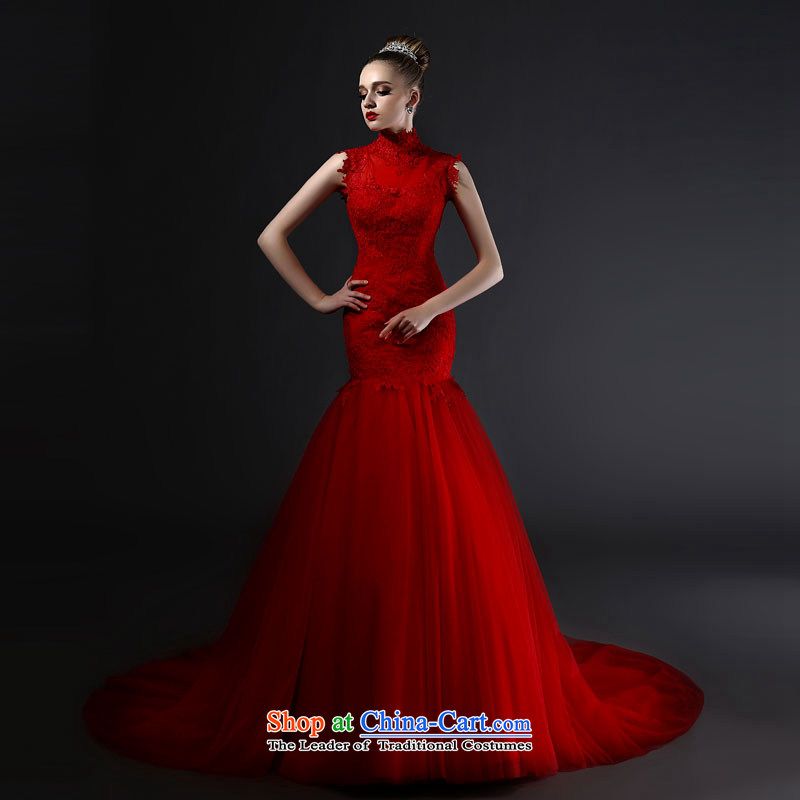 Mr model wedding quality custom2015 new retro qipao receipts pockets and long tail video crowsfoot thin back large red lace wedding tailor the35-day delivery