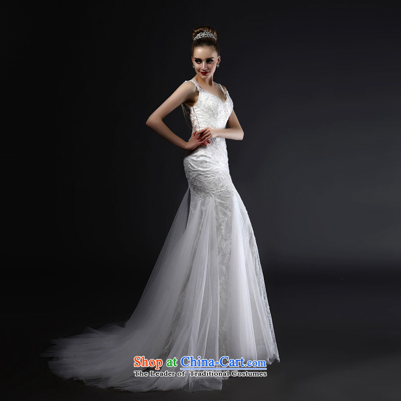 Mr model wedding quality custom 2015 new stylish straps and sexy back Pearl Crystal Foutune of Sau San video thin crowsfoot tail lace wedding M had model , , , shopping on the Internet