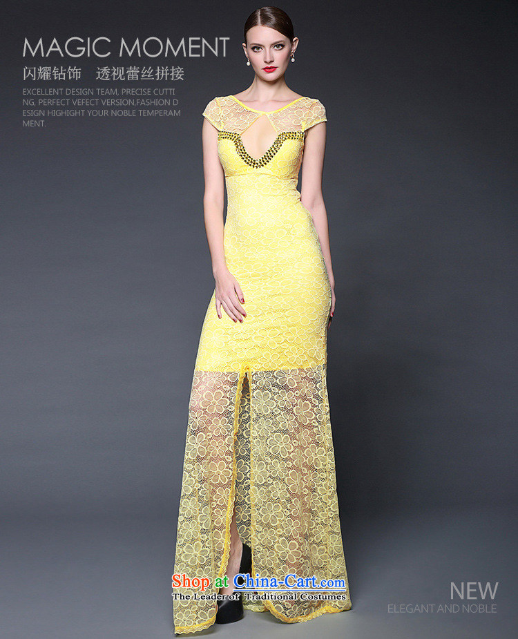Secretary for Europe and the 2015 summer clothing to load new women lace splicing pin-ju long sexy evening dresses dresses W0230 yellow are code picture, prices, brand platters! The elections are supplied in the national character of distribution, so action, buy now enjoy more preferential! As soon as possible.