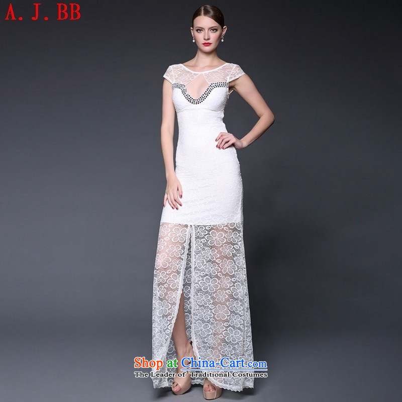 Secretary for Europe and the 2015 summer clothing to load new women lace splicing pin-ju long sexy evening dresses dresses W0230 yellow are code ,A.J.BB,,, shopping on the Internet