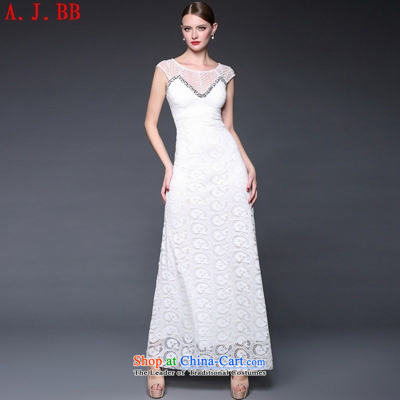 And involved summer clothing 2015 New Lace Embroidery spell took nail pearl elegance long gown dresses W0211 white are code ,A.J.BB,,, shopping on the Internet
