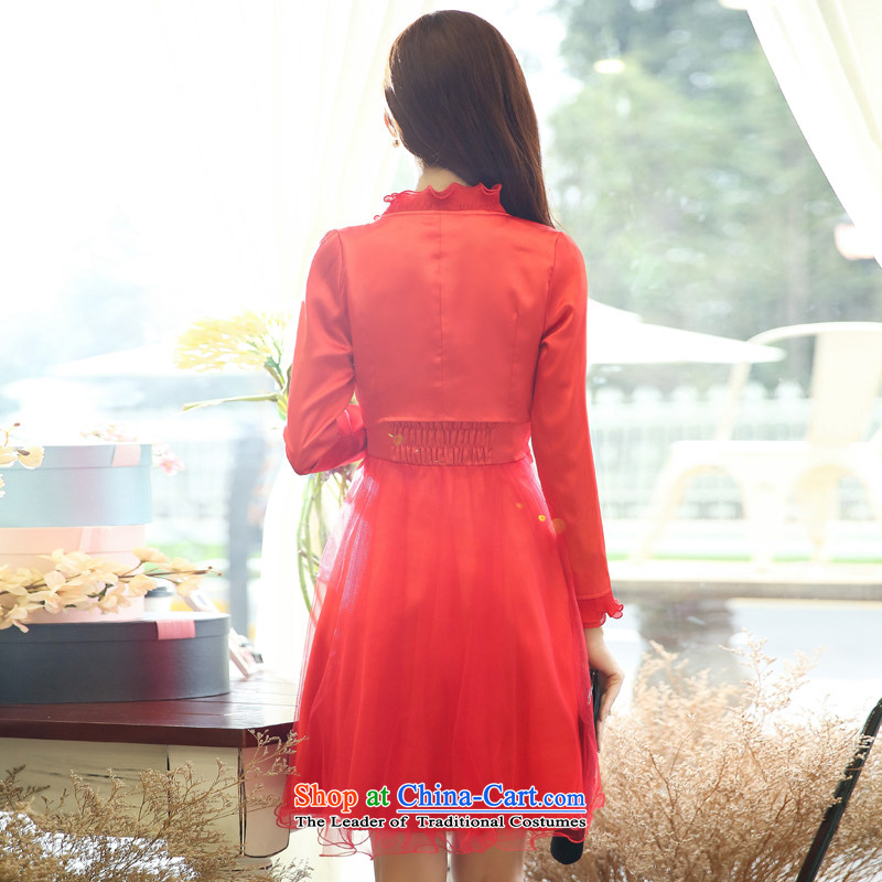 Use the spring and summer of 2015 Doi Shu new bows dress autumn and winter bridal dresses women and two piece back door small red dress marriage two kits picture color M to Shu Tai shopping on the Internet has been pressed.
