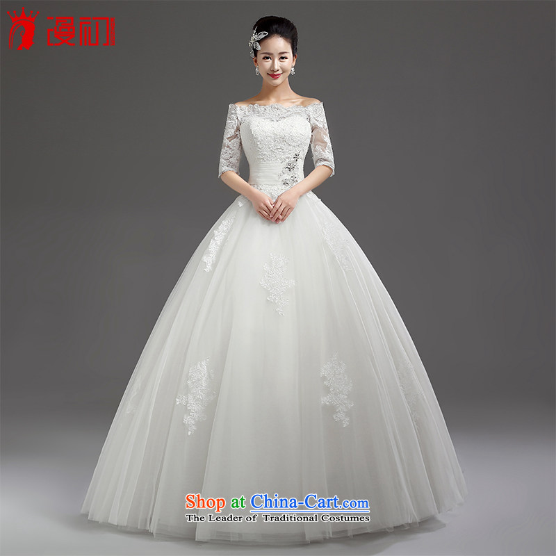 In the early 2015 new definition of Japan and South Korea in the first field shoulder cuff lace wedding marriages bon bon skirt wedding white S