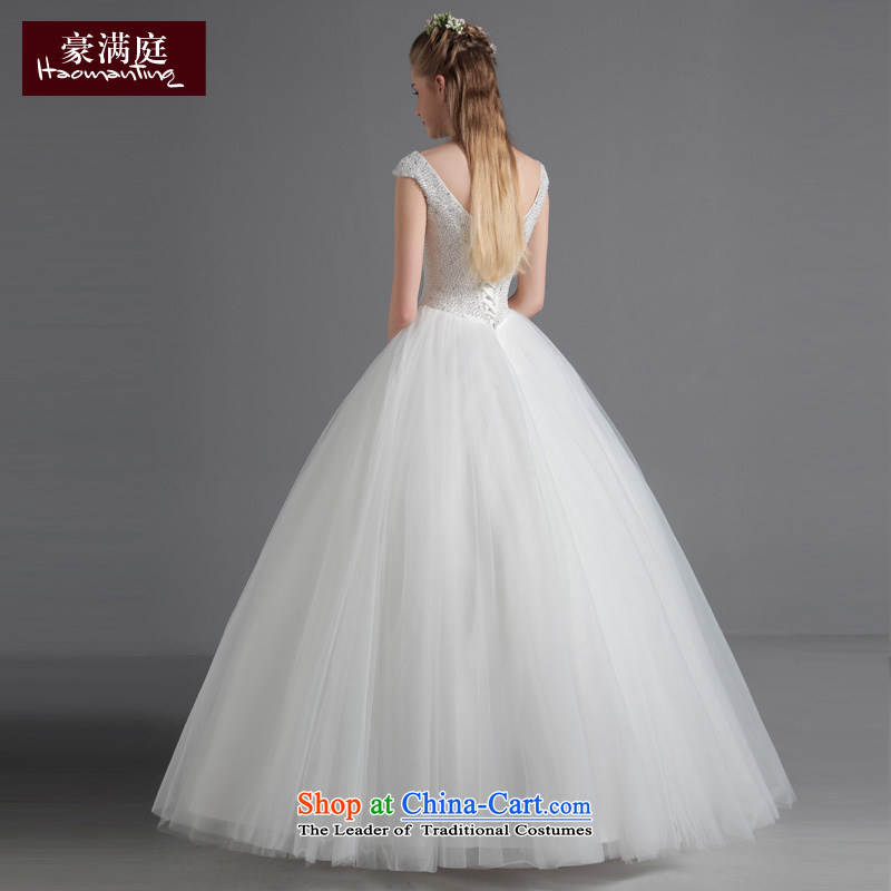 Ho to align the full Chamber bride wedding shoulders v-neck in the stylish and simple large 2015 new wedding dresses A skirt white S Ho full Chamber , , , shopping on the Internet