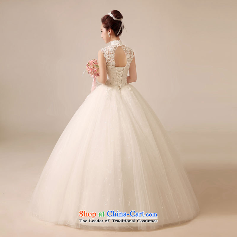 The Syrian Arab Republic and the Republic of Korea time wedding dress Bridal Fashion Korean collar package shoulder wedding dress thin straps Sau San Graphics alignment with high collar lace anointed chest wedding White XL, Syria has been pressed time sho