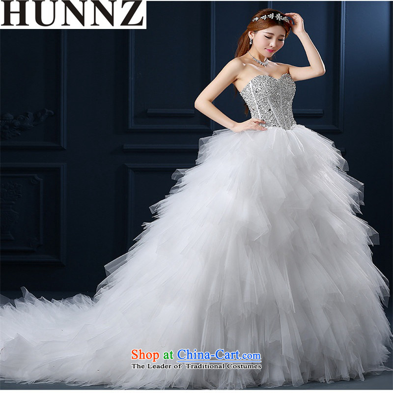    The Korean-style luxury 2015 HUNNZ stylish new spring and summer graphics thin minimalist larger anointed chest tail Sau San bride wedding white XL,HUNNZ,,, shopping on the Internet