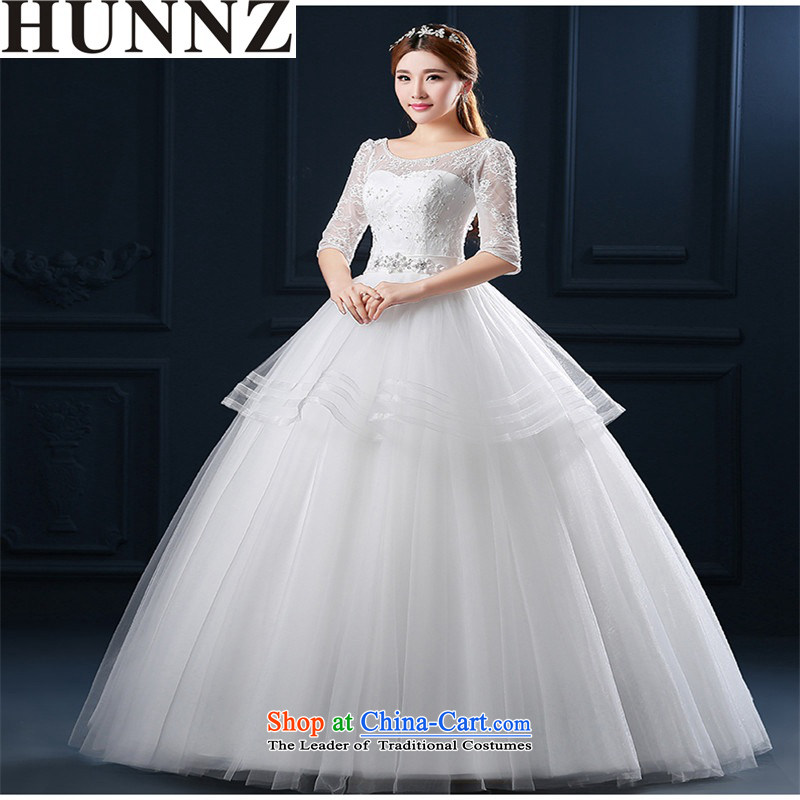 2015 Fashion Korean-style HUNNZ engraving bon bon skirt minimalist graphics thin new word spring and summer wedding bride shoulder WhiteXL