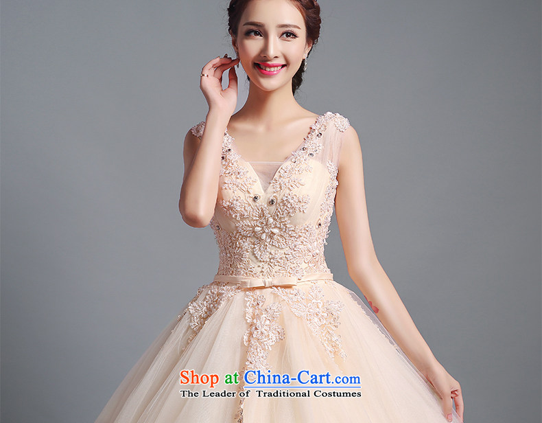 To align the Jacob Chan wedding dresses fluoroscopy shoulders V-Neck 2015 new summer and fall of champagne color Bow Tie Princess bon bon skirt champagne color pictures, prices, XXL brand platters! The elections are supplied in the national character of distribution, so action, buy now enjoy more preferential! As soon as possible.