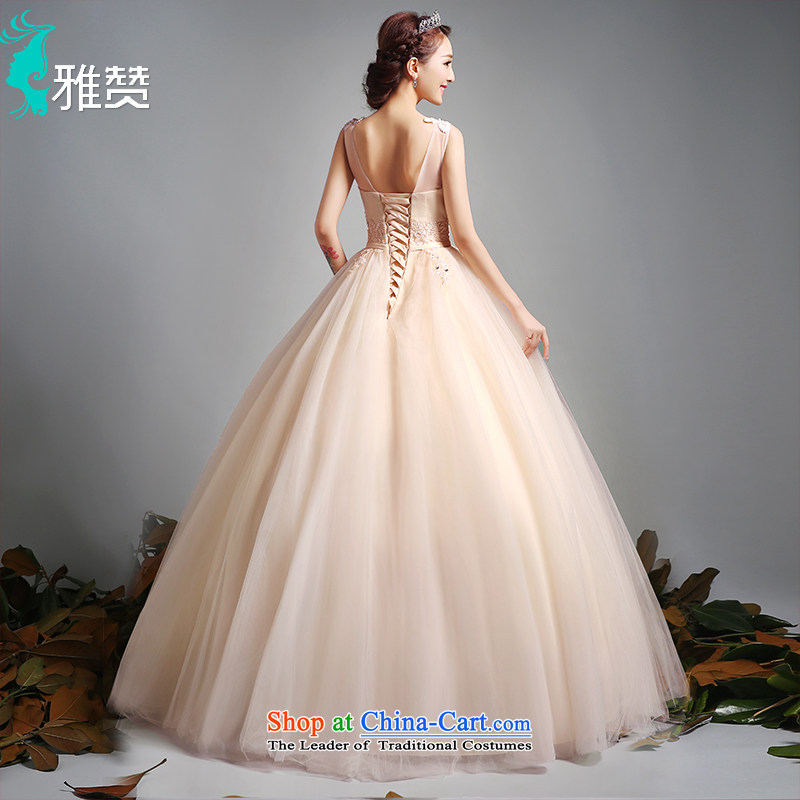 To align the Jacob Chan wedding dresses fluoroscopy shoulders V-Neck 2015 new summer and fall of champagne color Bow Tie Princess bon bon skirt champagne color XXL, Jacob Chan (YAZAN) , , , shopping on the Internet