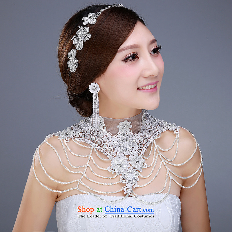 New bride jewelry three Kit Crystal Shoulder Drill Link was adorned with earrings headdress wedding Jewelry marry yarn accessories shoulder chain, Yi love is , , , shopping on the Internet