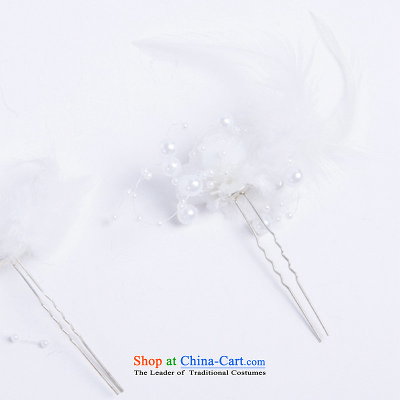 There is a double-woo new Korean bridal lace feather pearl retro hair ornaments and accessories photo building photography styling jewelry accessories set is white, , , , shopping on the Internet