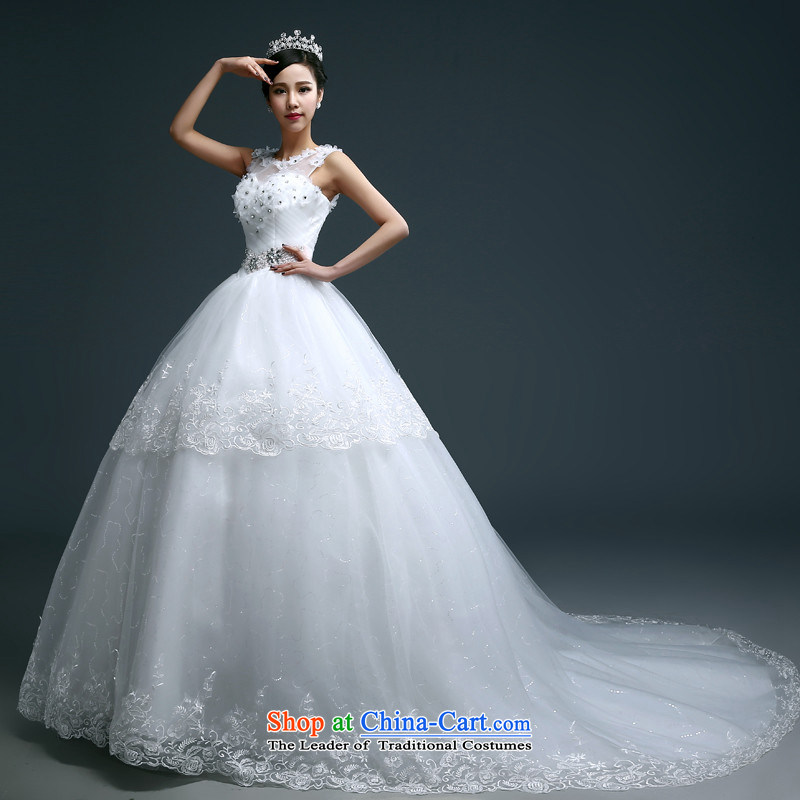 Hunnz      new products large stylish simplicity Sau San Word 2015 Spring/Summer shoulder lace bon bon skirt bride wedding white L,HUNNZ,,, shopping on the Internet