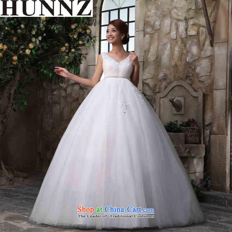 Hunnz     sleeveless straps, 2015 new products and stylish spring and summer Korean style large minimalist Sau San bride wedding white S