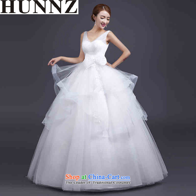 Hunnz V-neck in the EURO 2015 new stylish spring and summer bon bon skirt white upscale bride Sau San wedding white S,HUNNZ,,, shopping on the Internet