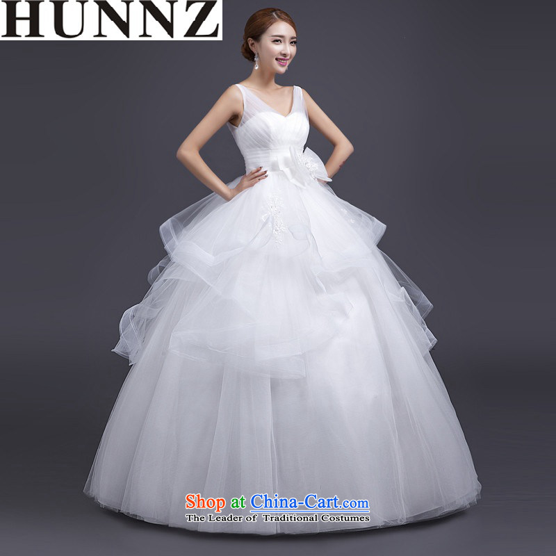 Hunnz V-neck in the EURO 2015 new stylish spring and summer bon bon skirt white upscale bride Sau San wedding white S,HUNNZ,,, shopping on the Internet
