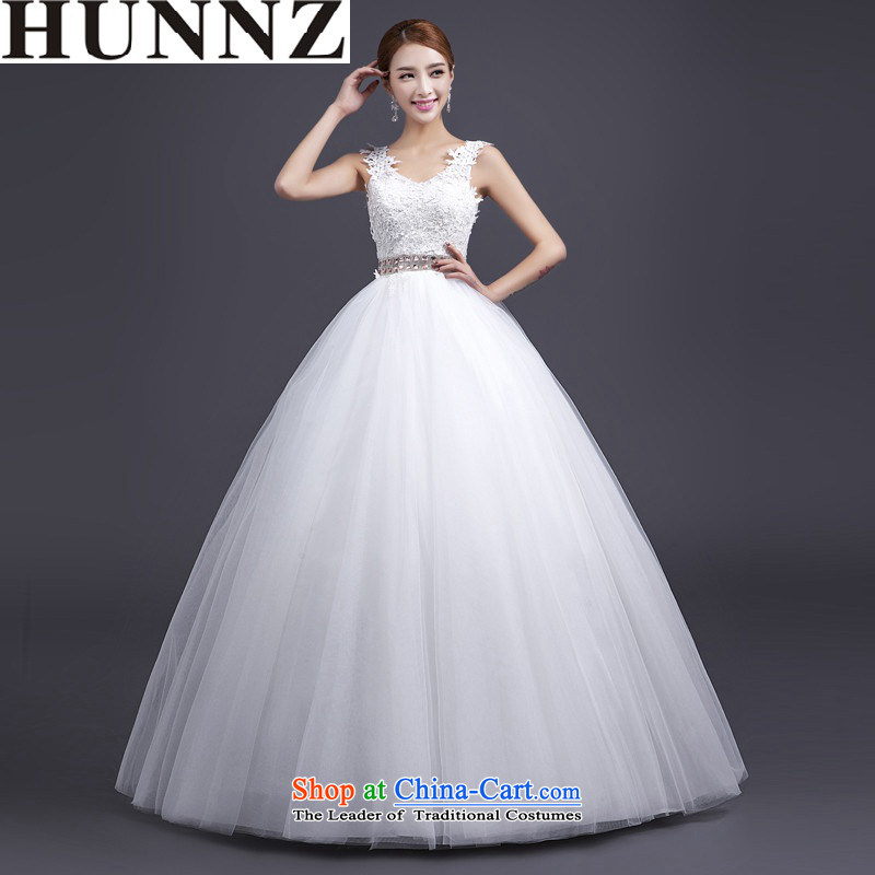     Stylish HUNNZ V-Neck lace Korean large Sau San support new upscale princess skirt) 2915 Spring/Summer bride wedding white L,HUNNZ,,, shopping on the Internet