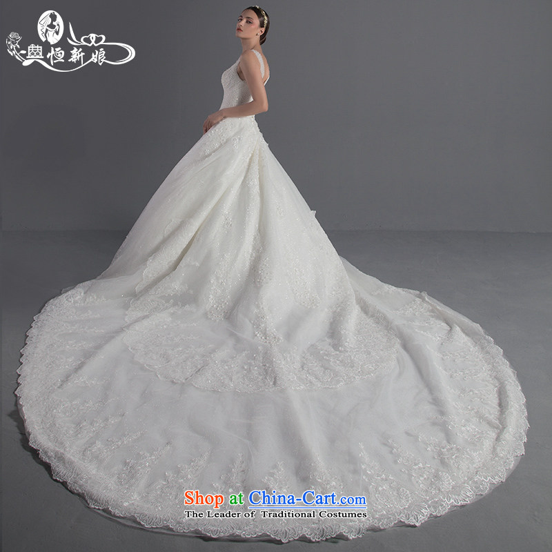 Noritsune bride Wedding 2015 Summer Korean staple pearl shoulders oversized tail straps wedding dresses customizable WhiteM