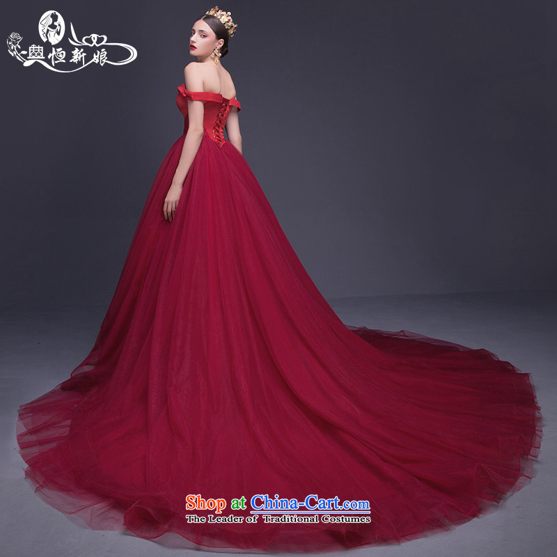 Noritsune bride Wedding 2015 Summer new red retro-wiping the chest deep V shoulder large tail sexy wedding new product pre-sale temperament outstanding red S noritsune bride shopping on the Internet has been pressed.
