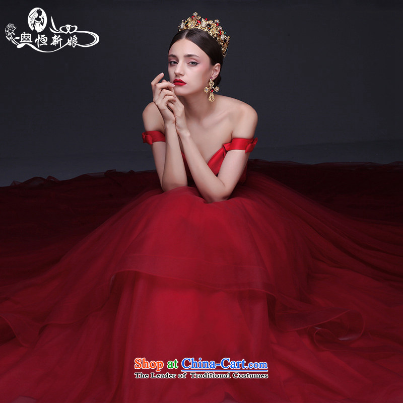 Noritsune bride Wedding 2015 Summer new red retro-wiping the chest deep V shoulder large tail sexy wedding new product pre-sale temperament outstanding red S noritsune bride shopping on the Internet has been pressed.