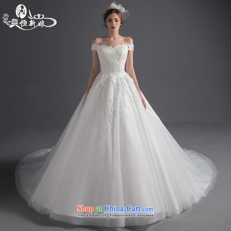 Noritsune bride 2015 tail wedding new Korean minimalist Top Loin of larger word lace shoulder wedding new pre-sale fine custom White?M