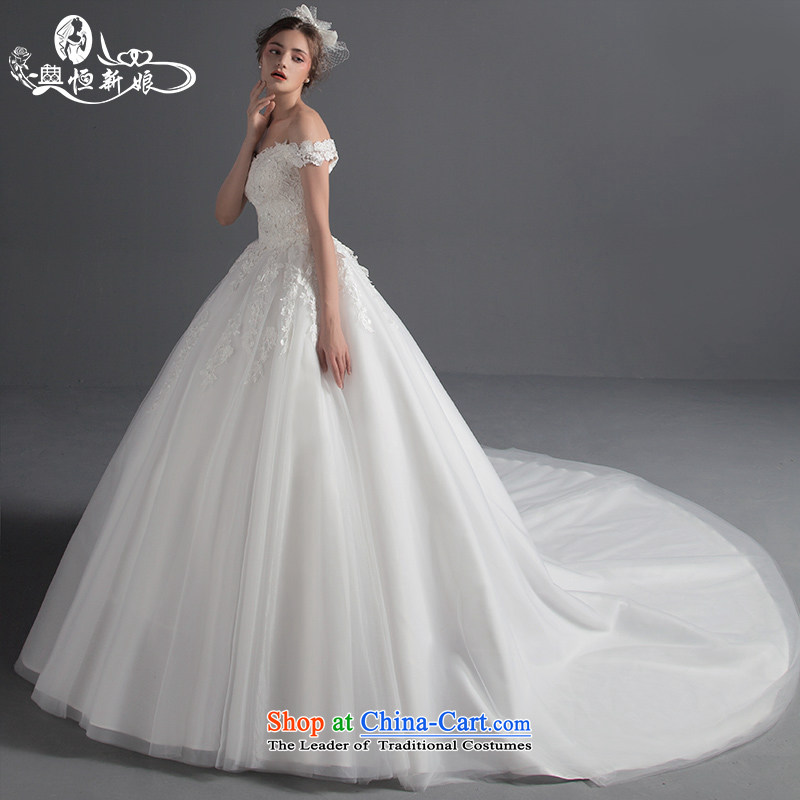 Noritsune bride 2015 tail wedding new Korean minimalist Top Loin of larger word lace shoulder wedding new products for the pre-sale of fine white M noritsune custom bride shopping on the Internet has been pressed.