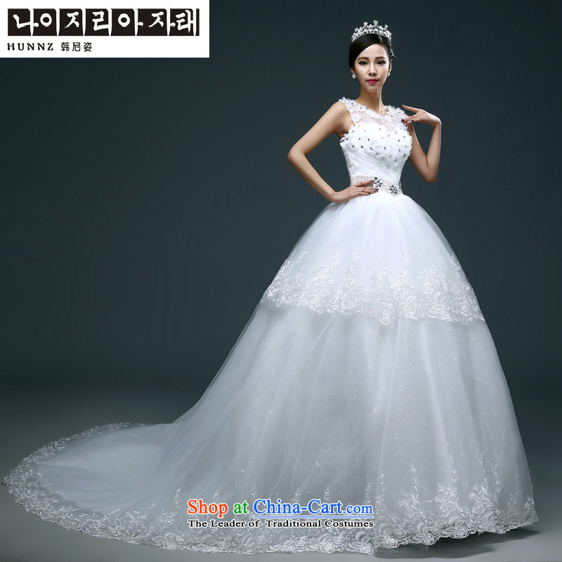 Name of hannizi Wedding 2015 Spring_Summer new stylish lace Korean word shoulder bon bon skirt bride wedding white?S