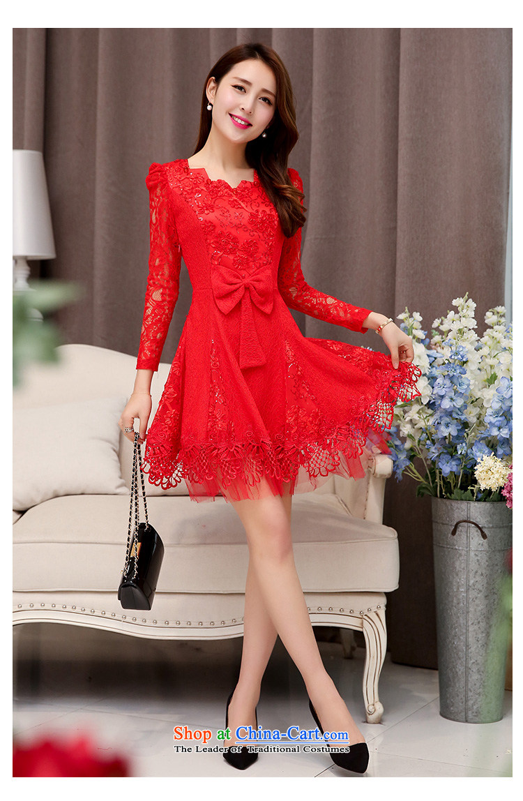 New Korea 2015 Sau San long-sleeved wedding dress autumn Sau San wild lace long-sleeved wedding dresses autumn female RED M picture, prices, brand platters! The elections are supplied in the national character of distribution, so action, buy now enjoy more preferential! As soon as possible.