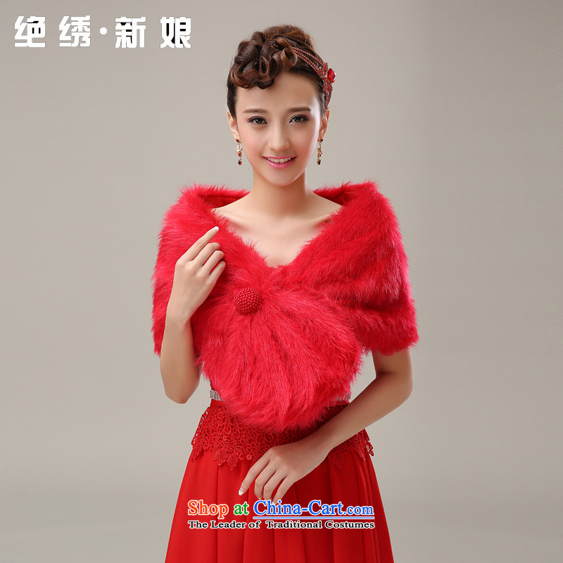 No?new 2015 bride embroidered wedding dresses shawl shawls gross of autumn and winter red
