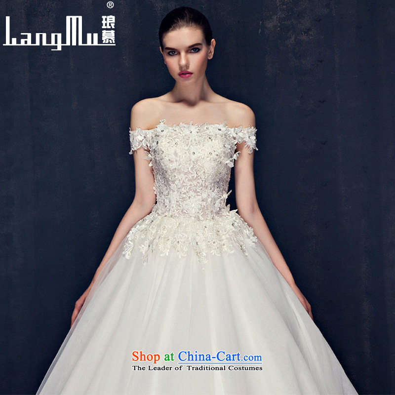 The summer and fall of Luang New Word 2015 lace shoulder wedding to align the Korean-style small trailing white flowers wedding dresses m White advanced customization, Luang in , , , shopping on the Internet