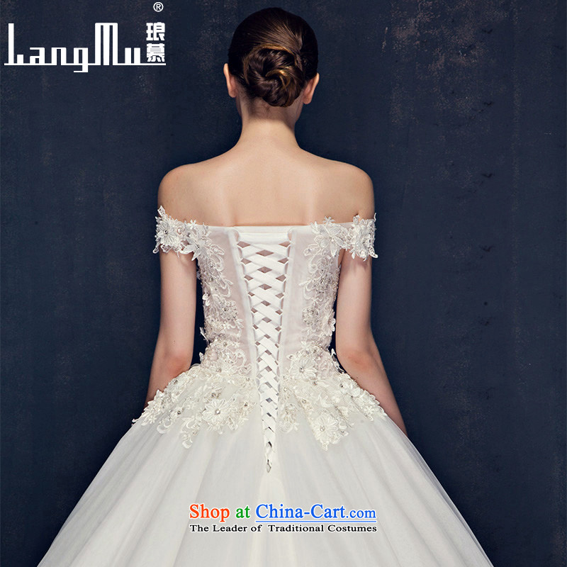 The summer and fall of Luang New Word 2015 lace shoulder wedding to align the Korean-style small trailing white flowers wedding dresses m White advanced customization, Luang in , , , shopping on the Internet