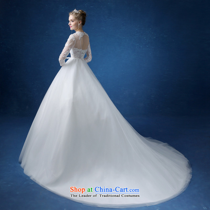 Every 2015 new one Connie field shoulder for long-sleeved lace large tail wedding dresses and stylish Korean Sau San video thin package in shoulder cuff trailing white wedding S, every JIAONI stephanie () , , , shopping on the Internet