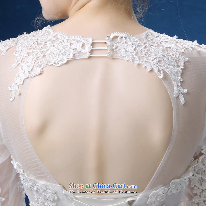 Every 2015 new one Connie field shoulder for long-sleeved lace large tail wedding dresses and stylish Korean Sau San video thin package in shoulder cuff trailing white wedding S, every JIAONI stephanie () , , , shopping on the Internet