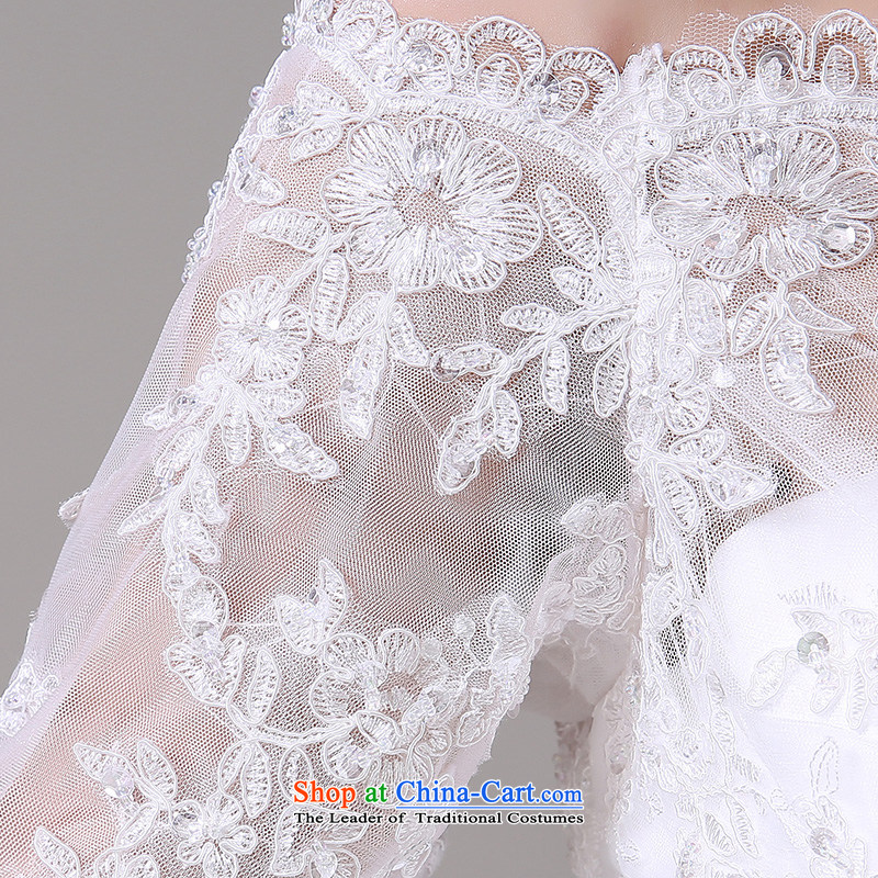 Wedding dress 2015 new word shoulder major Korean tail wedding lace video thin straps crowsfoot wedding summer female white L, Yi love is , , , shopping on the Internet
