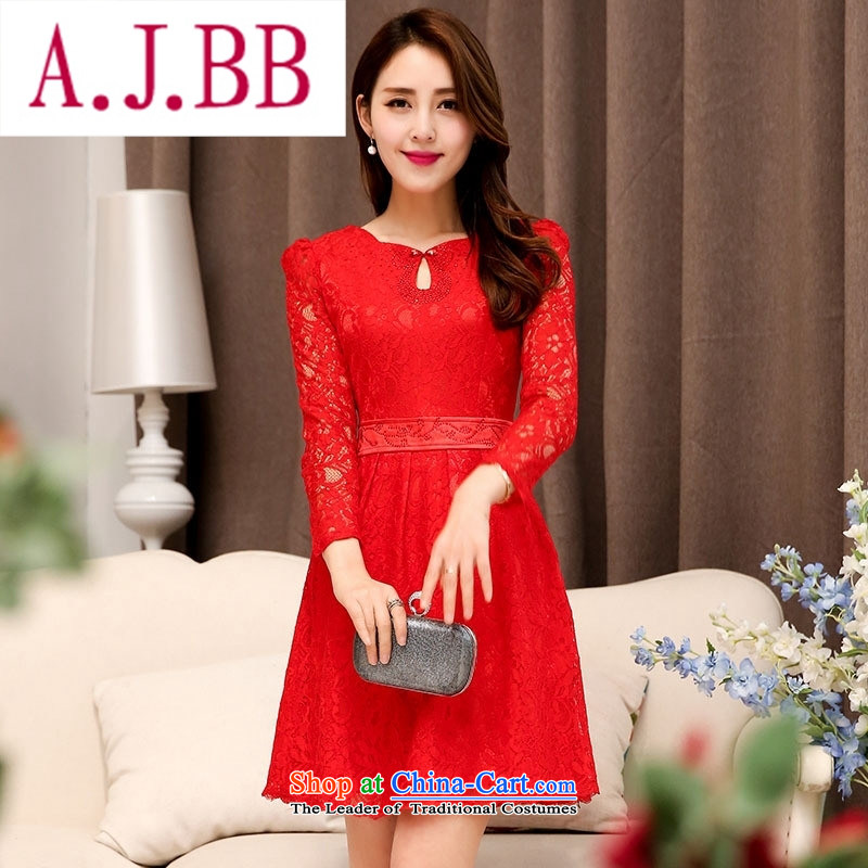 Ya-ting stylish shops fall 2015 new Korean dresses HSZM1526 elegant red XL,A.J.BB,,, shopping on the Internet