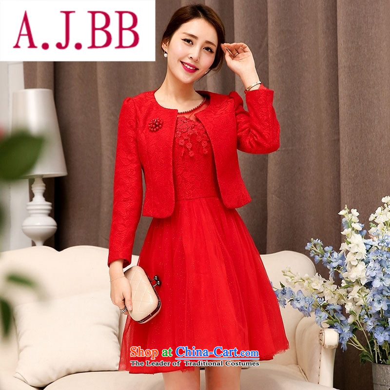 Ya-ting stylish shops fall 2015 new Korean dresses HSZM1529 elegant redL