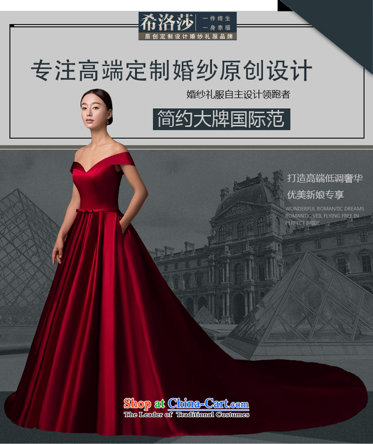 Hillo Lisa (XILUOSHA) of Windsor wedding dresses 2015 new word autumn shoulder wedding tail high-end wedding satin custom luxury wine red XXL picture, prices, brand platters! The elections are supplied in the national character of distribution, so action, buy now enjoy more preferential! As soon as possible.