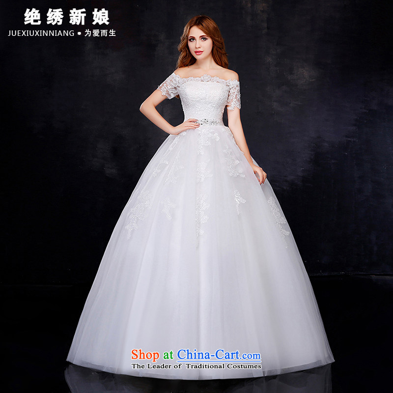 Summer 2015 new Korean word   Graphics thin align the shoulder straps to larger graphics thin marriages wedding dresses White M