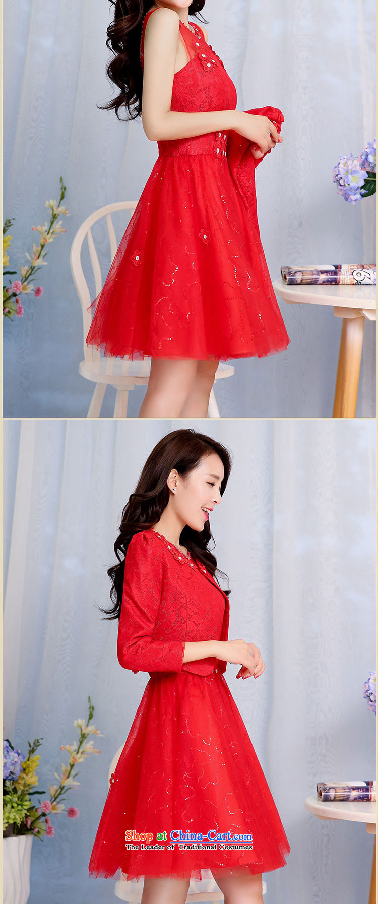 Zen Ying wedding new bride in spring and autumn 2015 wedding dress bows services back door lace dresses women's two kits are red L picture, prices, brand platters! The elections are supplied in the national character of distribution, so action, buy now enjoy more preferential! As soon as possible.