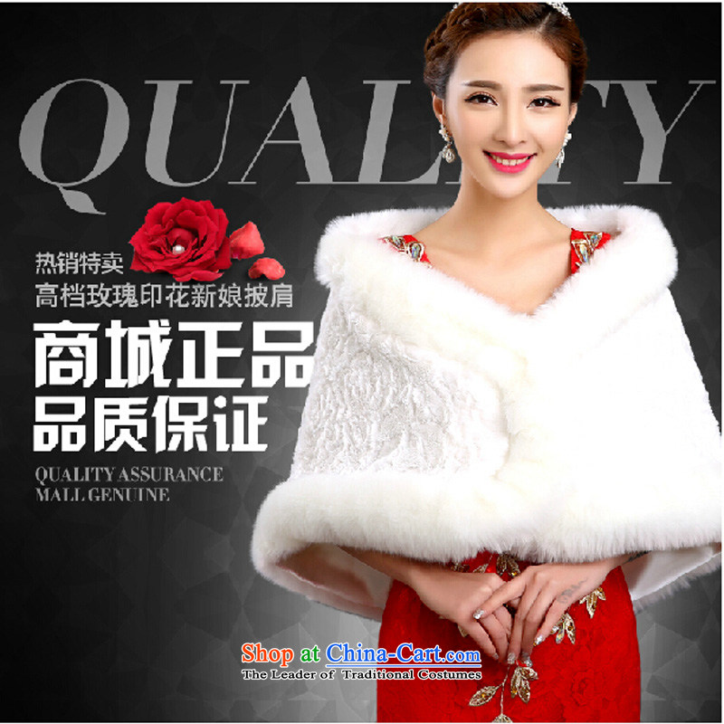 The bride wedding dresses shawl white cape winter) Bride thick hair winter shawl red rose are code, pure love bamboo yarn , , , shopping on the Internet