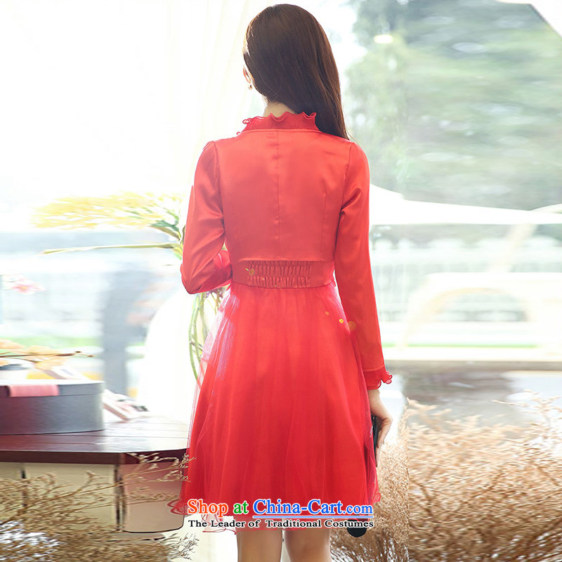 As autumn wedding spring and autumn 2015 new minimalist long-sleeved lace anointed chest dresses large wedding dresses in long will serve bows bridesmaids XXL, red cross-chau (QIQIU) , , , shopping on the Internet