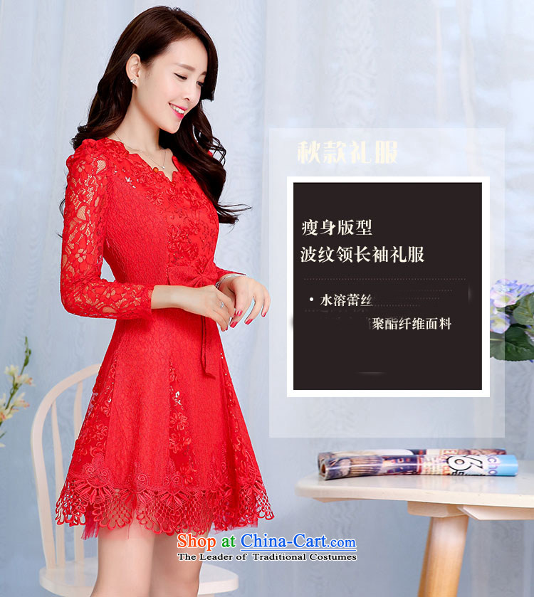 As autumn wedding spring and autumn 2015 new minimalist lace long-sleeved evening dresses dresses video thin red bows services will in the long bridesmaids RED M picture, prices, brand platters! The elections are supplied in the national character of distribution, so action, buy now enjoy more preferential! As soon as possible.
