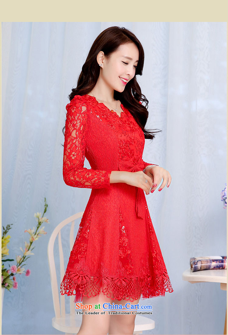 As autumn wedding spring and autumn 2015 new minimalist lace long-sleeved evening dresses dresses video thin red bows services will in the long bridesmaids RED M picture, prices, brand platters! The elections are supplied in the national character of distribution, so action, buy now enjoy more preferential! As soon as possible.