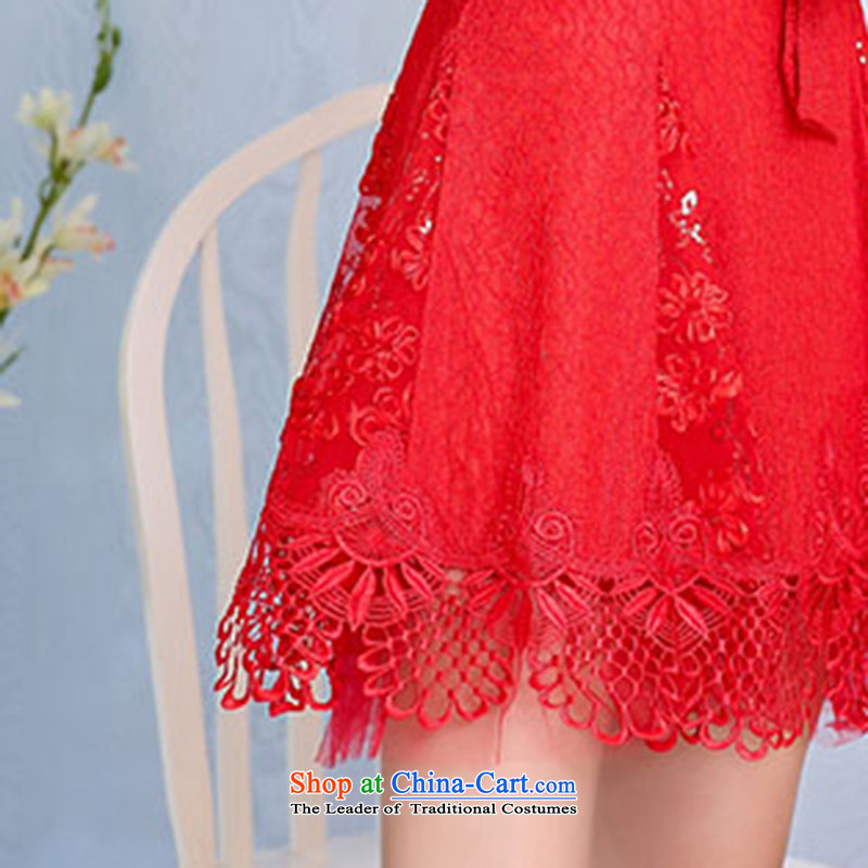 As autumn wedding spring and autumn 2015 new minimalist lace long-sleeved evening dresses dresses video thin red bows services will in the long bridesmaids red cross-chau (QIQIU M) , , , shopping on the Internet