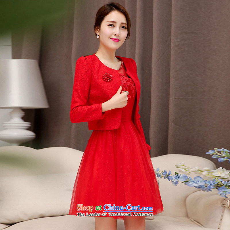 As autumn wedding spring and autumn 2015 new minimalist lace scarlet festive evening dresses video wedding dress thin bridesmaids bows services will Sau San dresses two kits red cross-chau (QIQIU L, , , , shopping on the Internet)