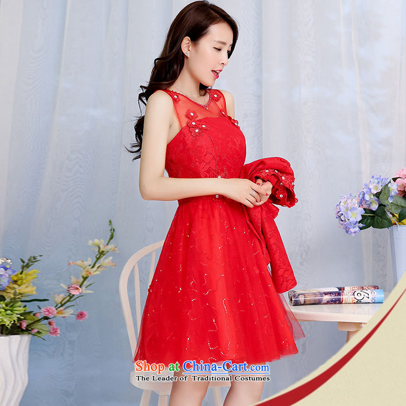 As autumn wedding dress in spring and autumn 2015 new minimalist lace large festive bows to a marriage with a couplet bridesmaids will video thin two kits dresses red cross-chau (QIQIU M) , , , shopping on the Internet