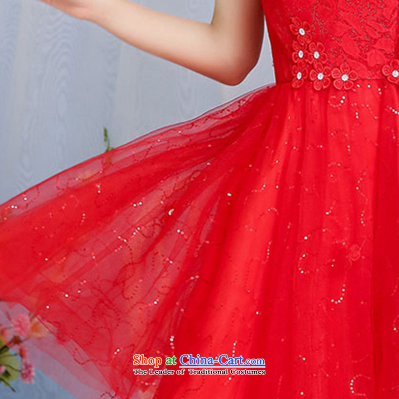 As autumn wedding dress in spring and autumn 2015 new minimalist lace large festive bows to a marriage with a couplet bridesmaids will video thin two kits dresses red cross-chau (QIQIU M) , , , shopping on the Internet