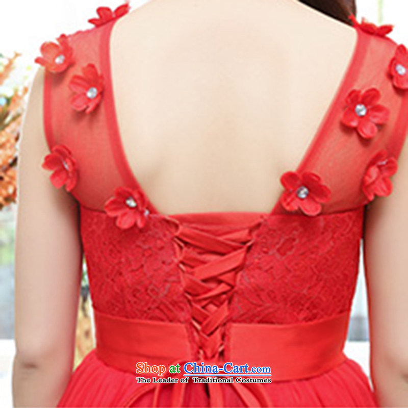 As autumn wedding girl in spring and autumn 2015 new embroidery minimalist sleeveless evening dress in jubilation bows long bridesmaids will dress red cross-chu, XL, QIQIU) , , , shopping on the Internet