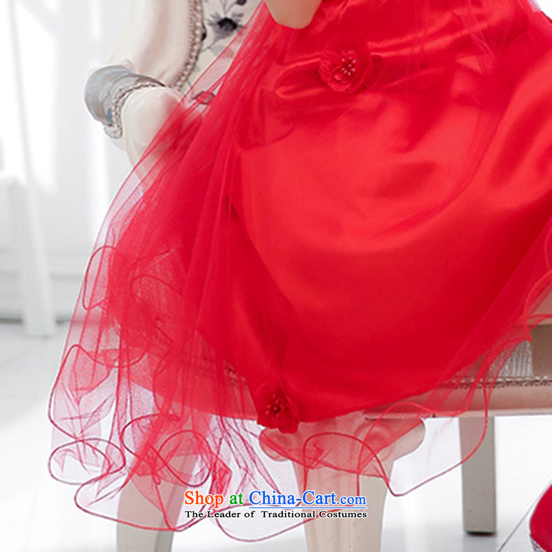 As autumn 2015 new wedding temperament gentlewoman for larger will serve the happy toasting champagne sleeveless bridesmaid to lace strap dresses two kits female red cross-chau (QIQIU L, , , , shopping on the Internet)