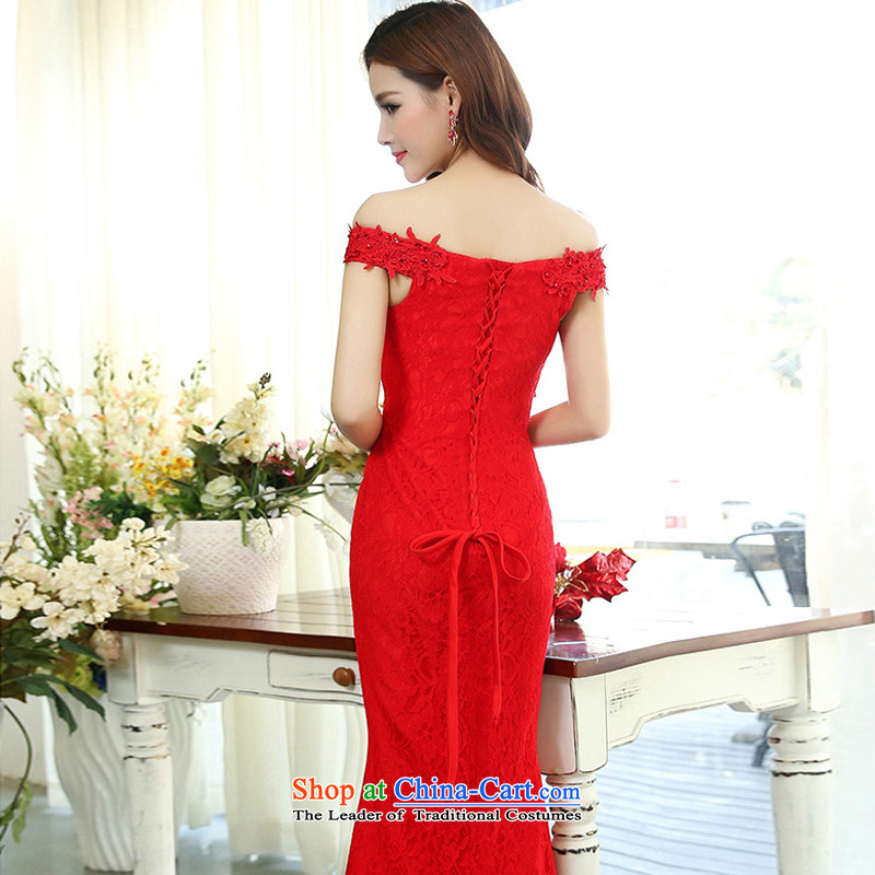 To load the autumn and winter 2015 new Korean word   shoulder length) crowsfoot dress dresses wedding red S to xiangzuo (shopping on the Internet has been pressed.)