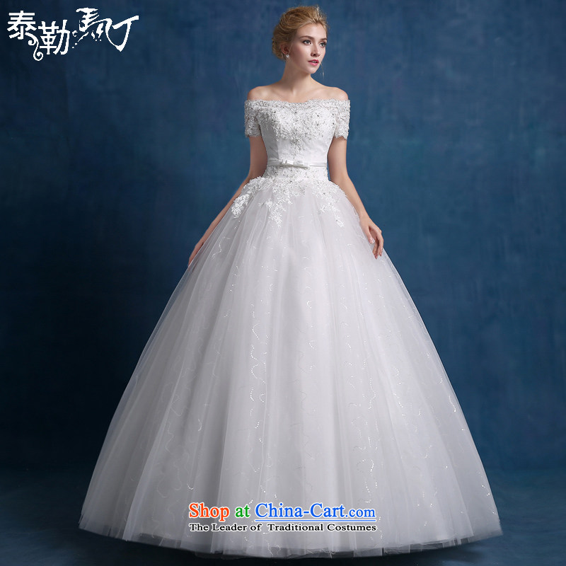 Martin Taylor wedding dresses 2015 autumn and winter new Korean word to align the shoulder marriages Sau San back large lace female white _sent three kit_ XXL